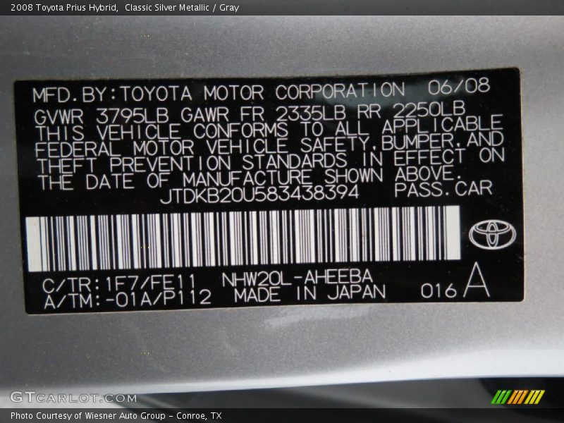 Classic Silver Metallic / Gray 2008 Toyota Prius Hybrid