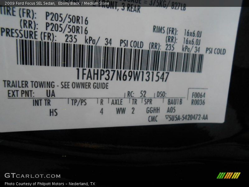 Ebony Black / Medium Stone 2009 Ford Focus SEL Sedan