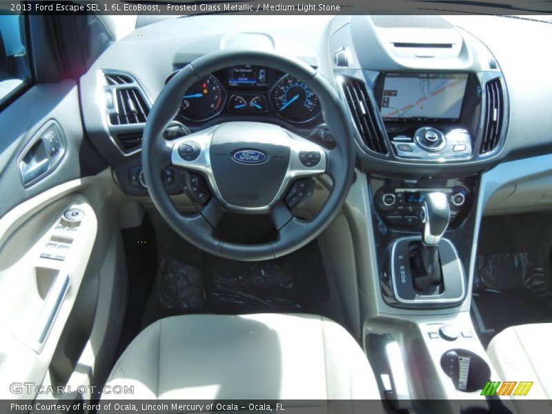 Frosted Glass Metallic / Medium Light Stone 2013 Ford Escape SEL 1.6L EcoBoost