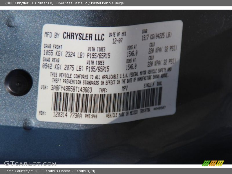 Silver Steel Metallic / Pastel Pebble Beige 2008 Chrysler PT Cruiser LX