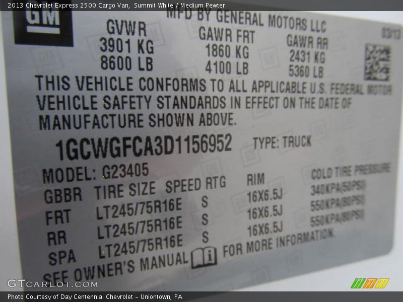 Summit White / Medium Pewter 2013 Chevrolet Express 2500 Cargo Van