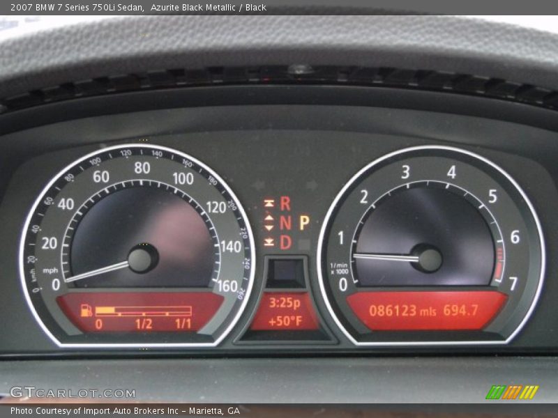 Azurite Black Metallic / Black 2007 BMW 7 Series 750Li Sedan
