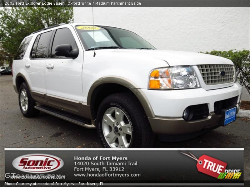 Oxford White / Medium Parchment Beige 2003 Ford Explorer Eddie Bauer