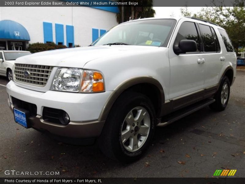 Oxford White / Medium Parchment Beige 2003 Ford Explorer Eddie Bauer