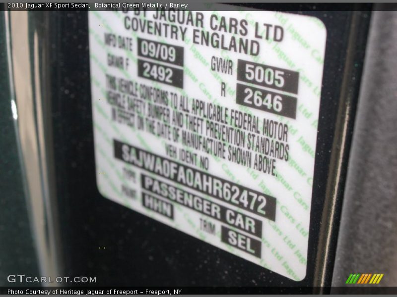 2010 XF Sport Sedan Botanical Green Metallic Color Code HHN