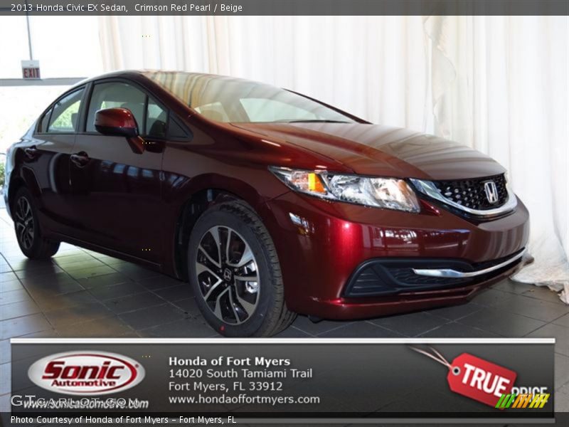 Crimson Red Pearl / Beige 2013 Honda Civic EX Sedan