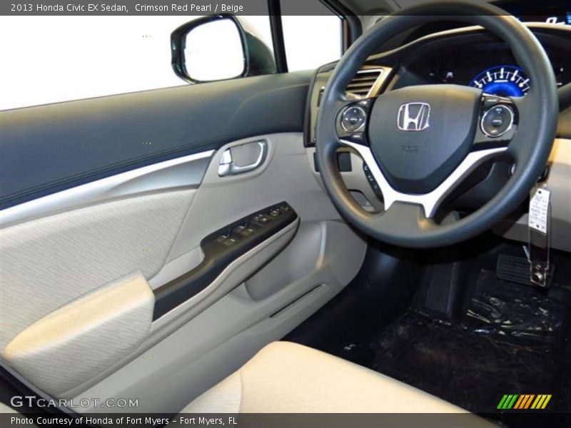 Crimson Red Pearl / Beige 2013 Honda Civic EX Sedan