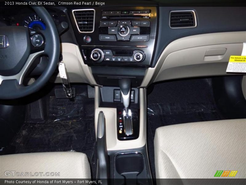 Crimson Red Pearl / Beige 2013 Honda Civic EX Sedan