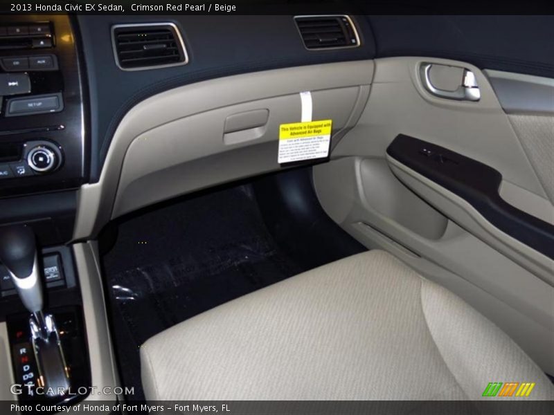 Crimson Red Pearl / Beige 2013 Honda Civic EX Sedan