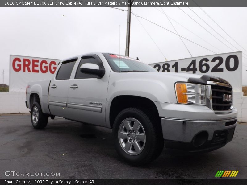 Pure Silver Metallic / Very Dark Cashmere/Light Cashmere 2010 GMC Sierra 1500 SLT Crew Cab 4x4