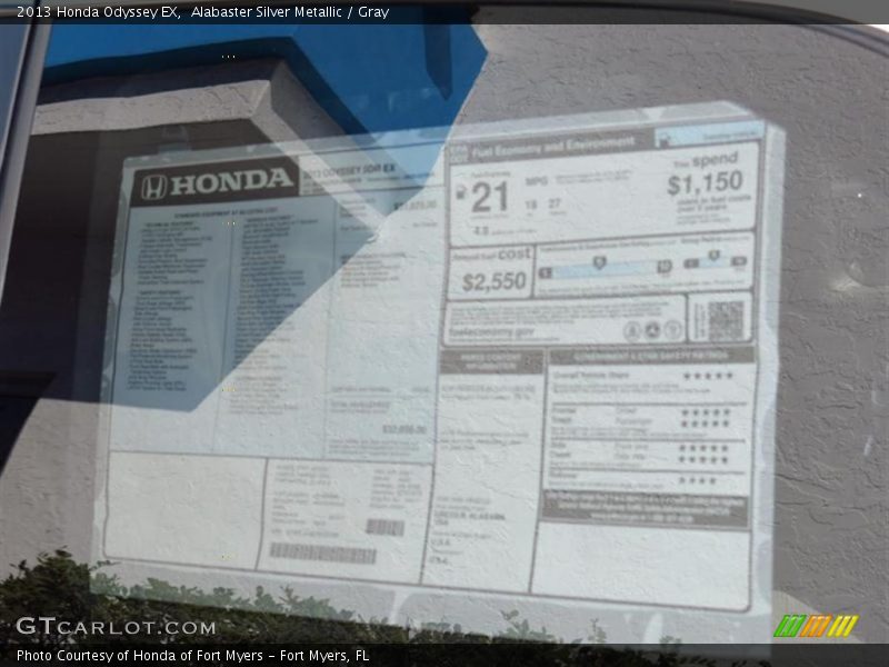 Alabaster Silver Metallic / Gray 2013 Honda Odyssey EX