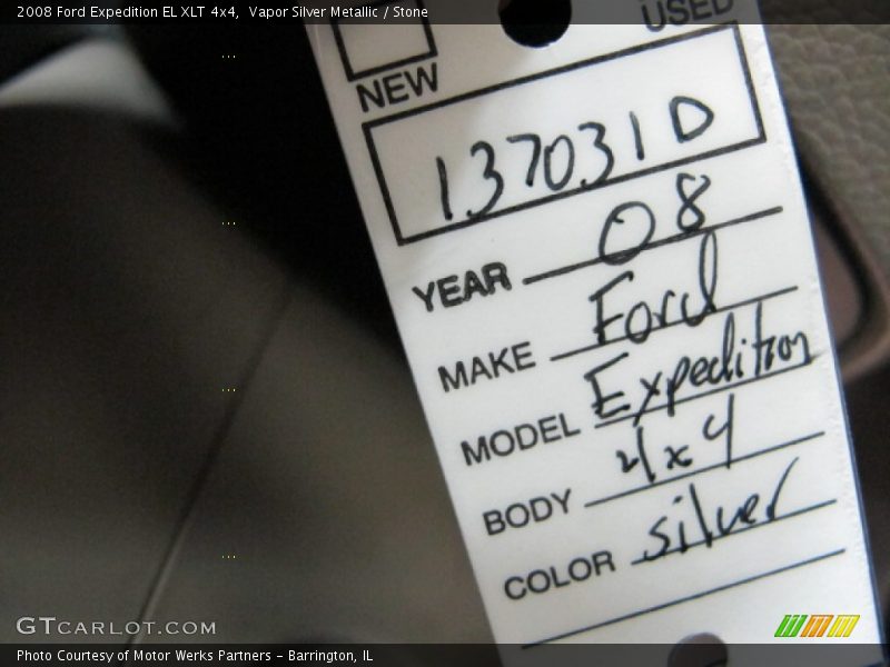 Vapor Silver Metallic / Stone 2008 Ford Expedition EL XLT 4x4
