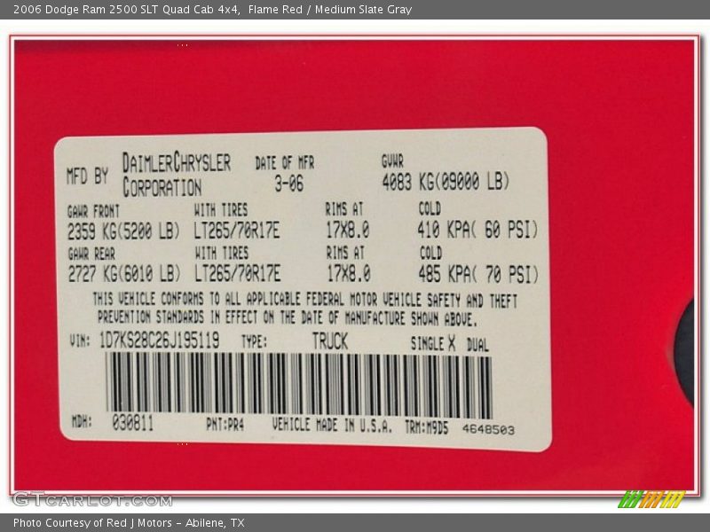 Flame Red / Medium Slate Gray 2006 Dodge Ram 2500 SLT Quad Cab 4x4