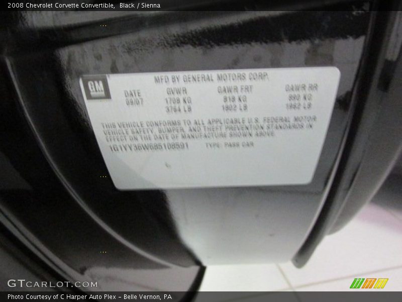 Black / Sienna 2008 Chevrolet Corvette Convertible