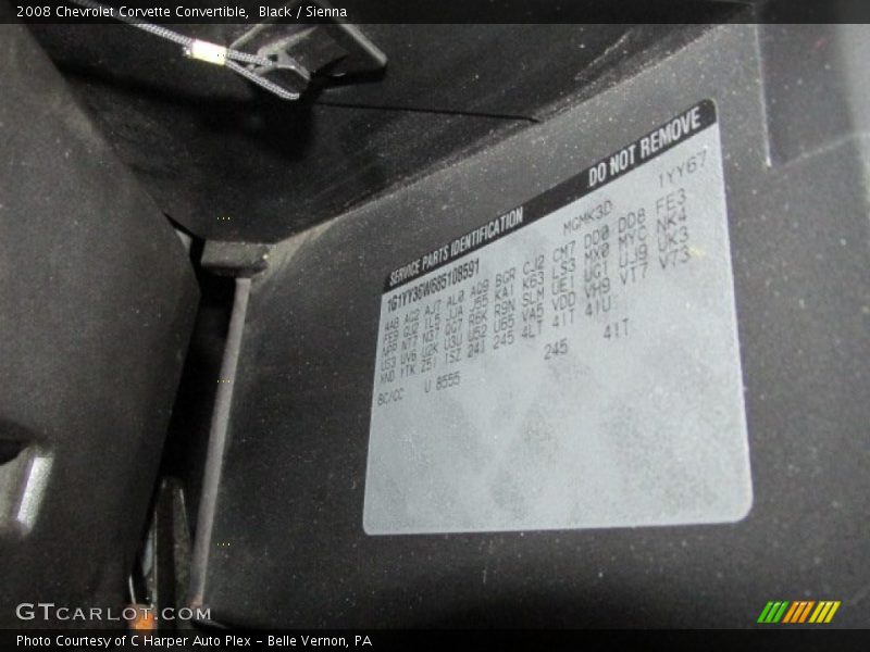 2008 Corvette Convertible Black Color Code 8555