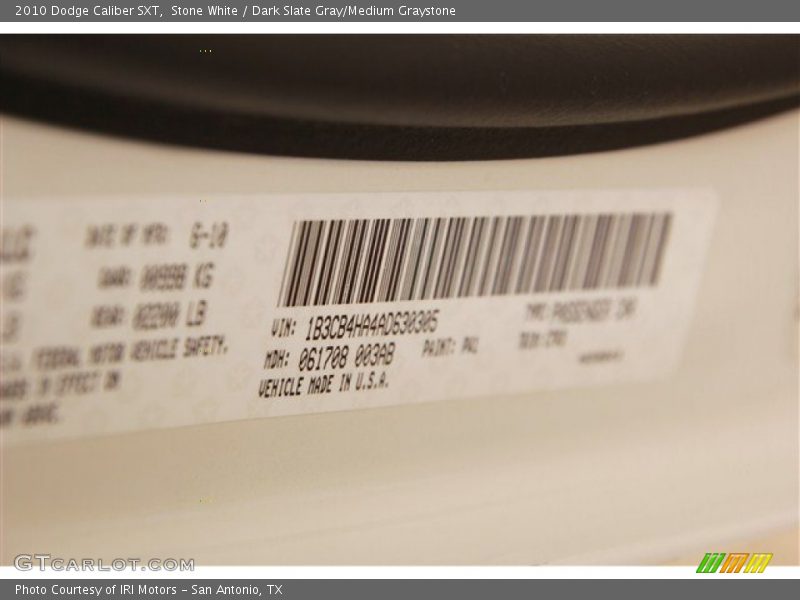 Stone White / Dark Slate Gray/Medium Graystone 2010 Dodge Caliber SXT