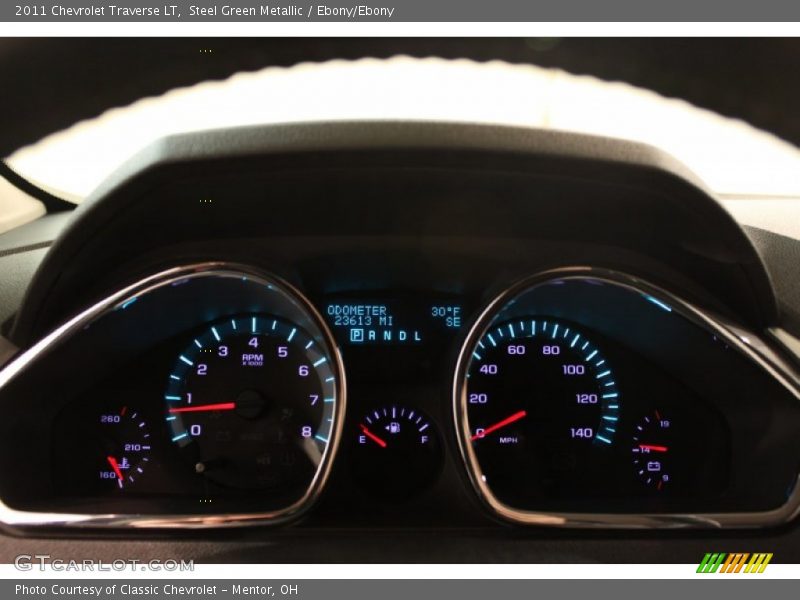 Steel Green Metallic / Ebony/Ebony 2011 Chevrolet Traverse LT