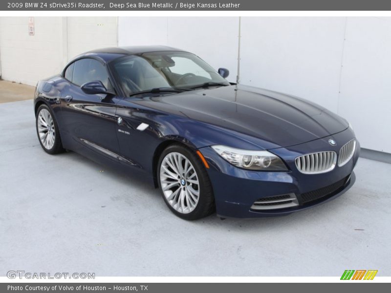 Deep Sea Blue Metallic / Beige Kansas Leather 2009 BMW Z4 sDrive35i Roadster
