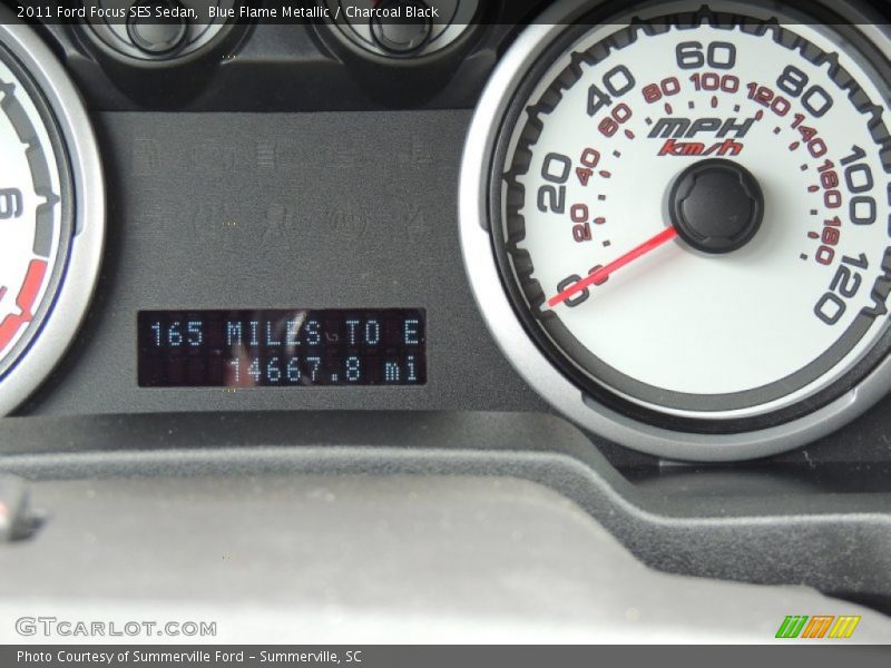 Blue Flame Metallic / Charcoal Black 2011 Ford Focus SES Sedan