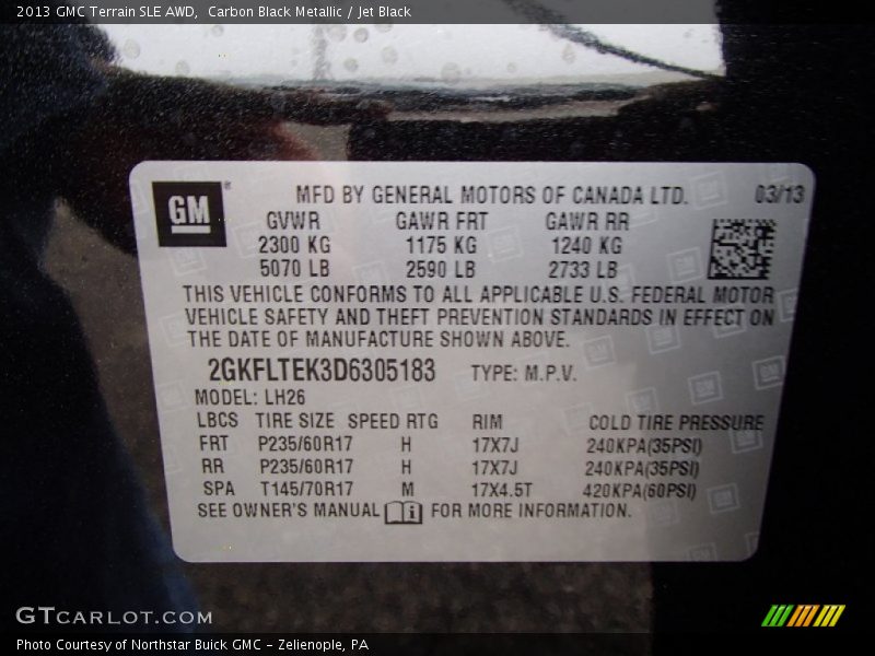 Carbon Black Metallic / Jet Black 2013 GMC Terrain SLE AWD