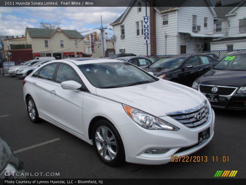 Pearl White / Wine 2011 Hyundai Sonata Limited