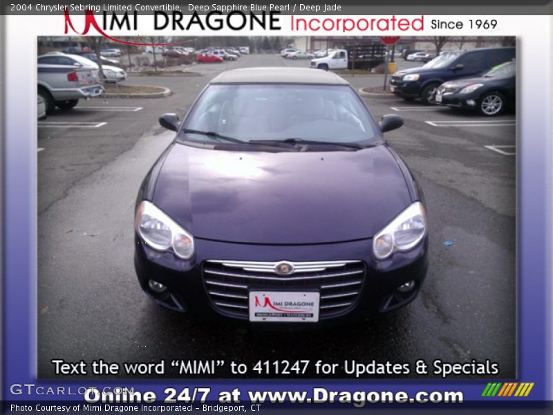 Deep Sapphire Blue Pearl / Deep Jade 2004 Chrysler Sebring Limited Convertible