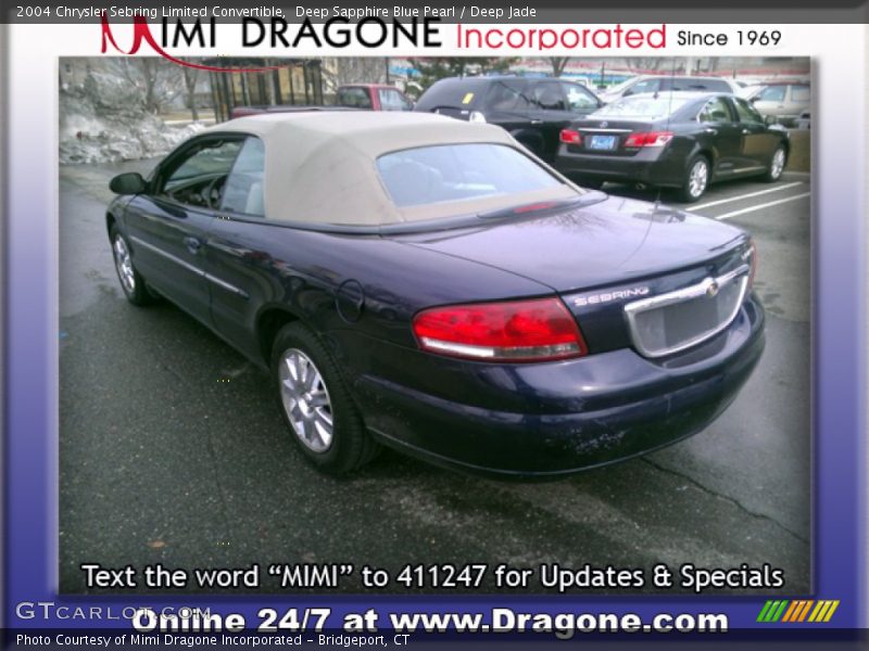 Deep Sapphire Blue Pearl / Deep Jade 2004 Chrysler Sebring Limited Convertible