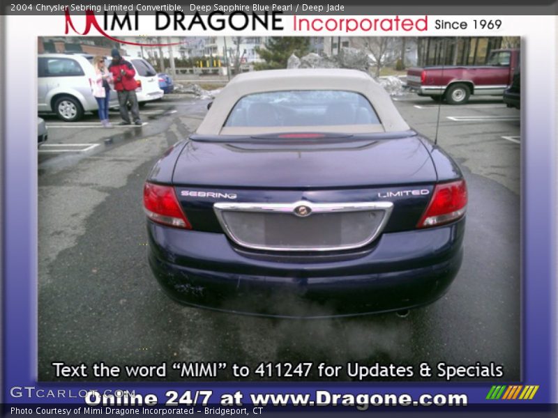 Deep Sapphire Blue Pearl / Deep Jade 2004 Chrysler Sebring Limited Convertible