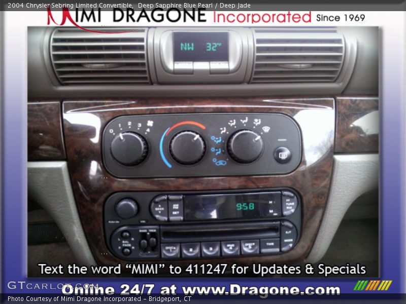 Deep Sapphire Blue Pearl / Deep Jade 2004 Chrysler Sebring Limited Convertible