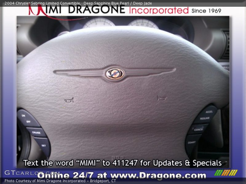Deep Sapphire Blue Pearl / Deep Jade 2004 Chrysler Sebring Limited Convertible