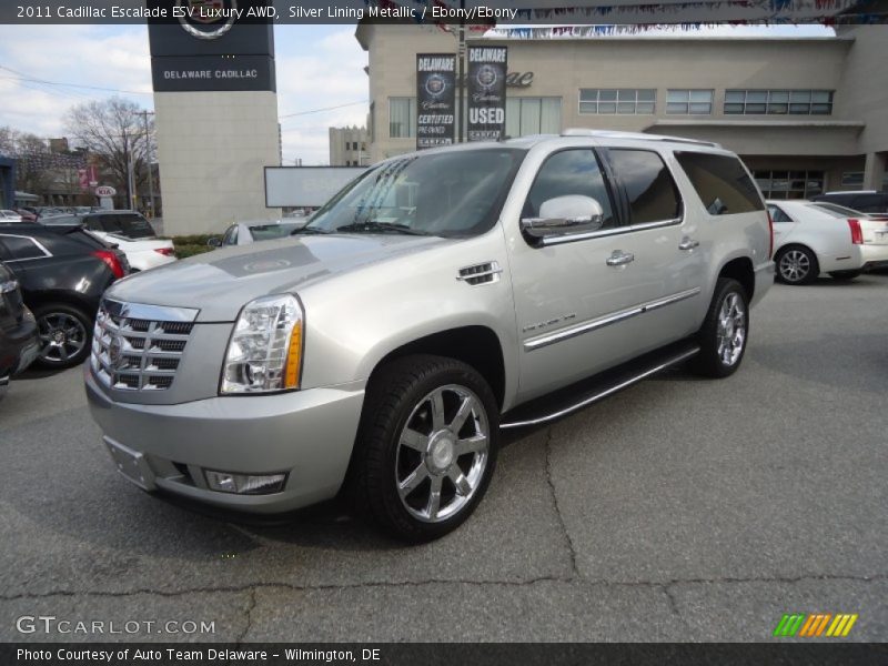 Silver Lining Metallic / Ebony/Ebony 2011 Cadillac Escalade ESV Luxury AWD