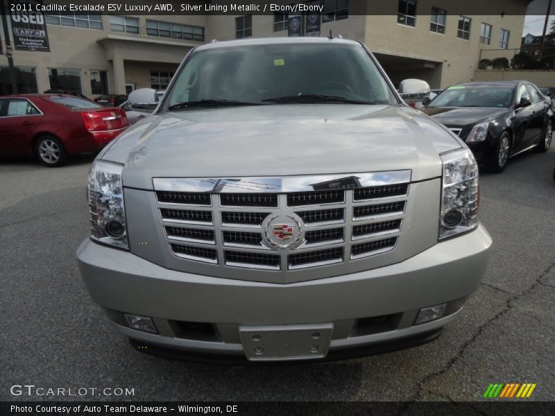 Silver Lining Metallic / Ebony/Ebony 2011 Cadillac Escalade ESV Luxury AWD