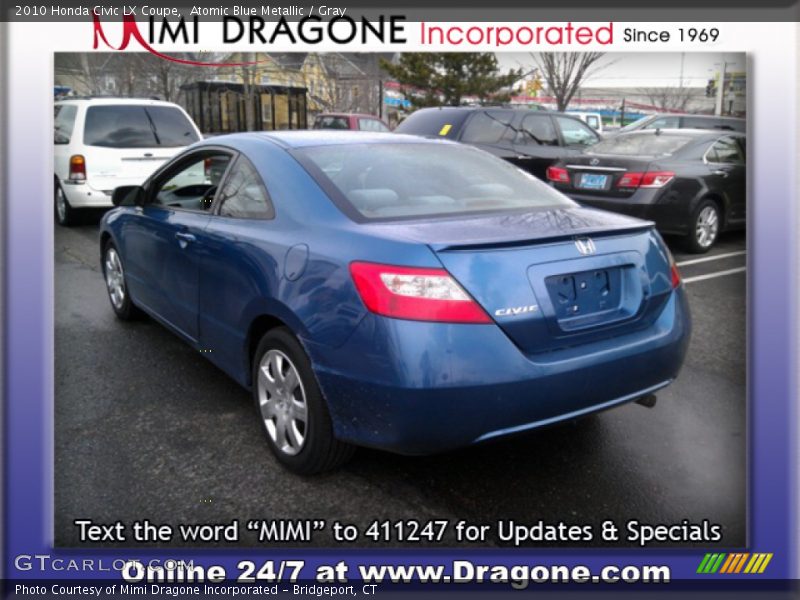 Atomic Blue Metallic / Gray 2010 Honda Civic LX Coupe