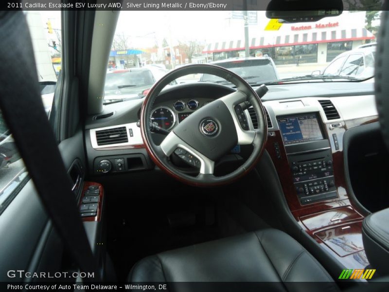 Silver Lining Metallic / Ebony/Ebony 2011 Cadillac Escalade ESV Luxury AWD