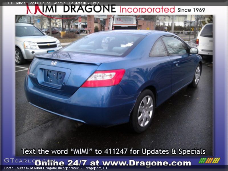 Atomic Blue Metallic / Gray 2010 Honda Civic LX Coupe