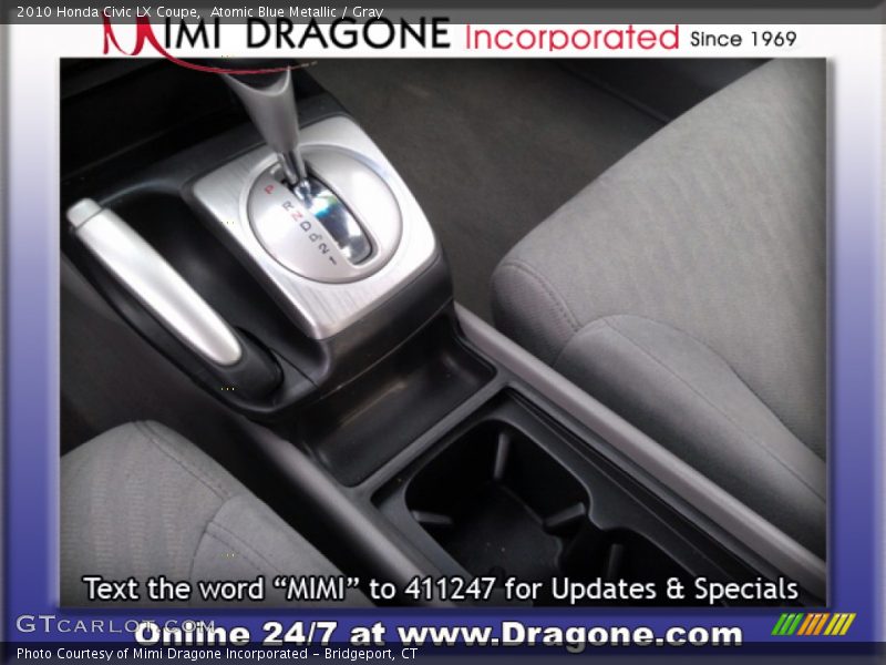 Atomic Blue Metallic / Gray 2010 Honda Civic LX Coupe