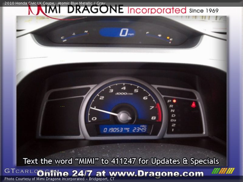 Atomic Blue Metallic / Gray 2010 Honda Civic LX Coupe