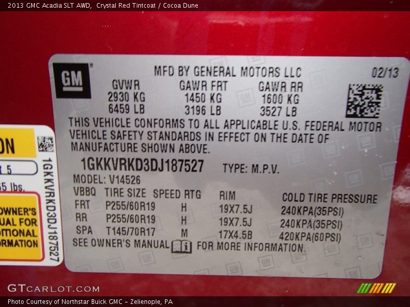 Crystal Red Tintcoat / Cocoa Dune 2013 GMC Acadia SLT AWD