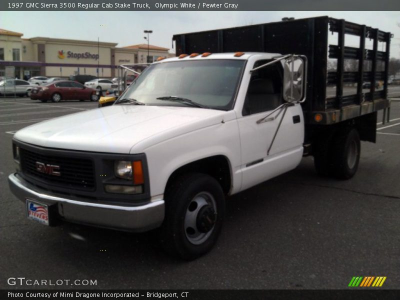 Olympic White / Pewter Gray 1997 GMC Sierra 3500 Regular Cab Stake Truck