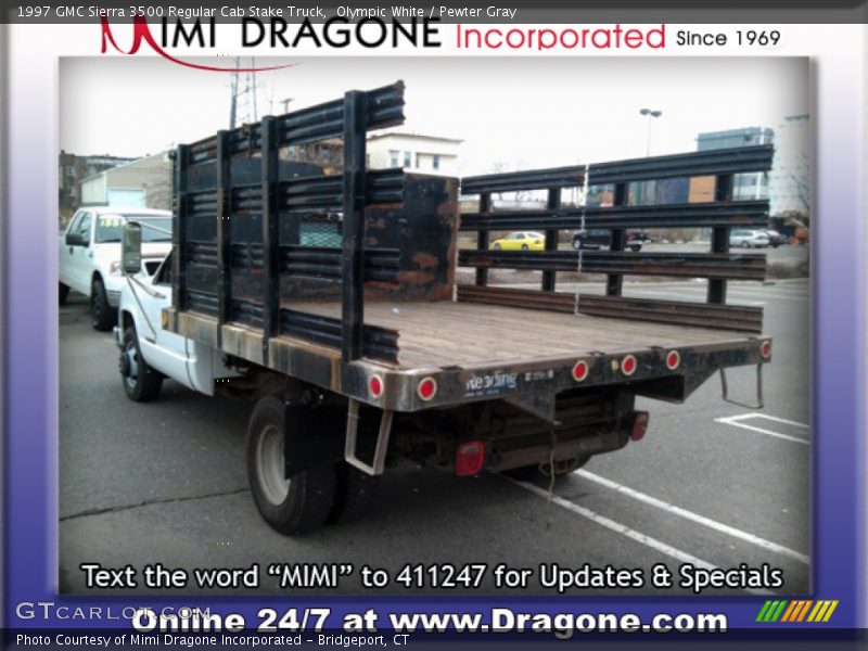 Olympic White / Pewter Gray 1997 GMC Sierra 3500 Regular Cab Stake Truck