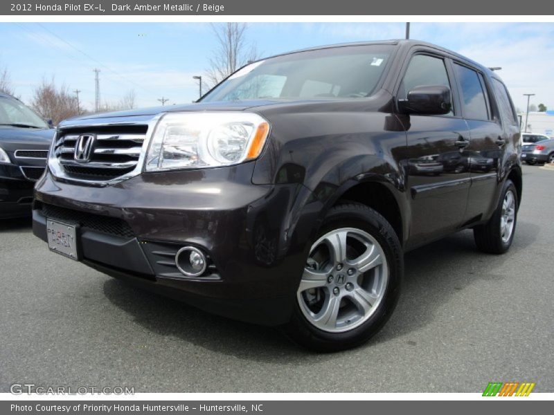 Dark Amber Metallic / Beige 2012 Honda Pilot EX-L