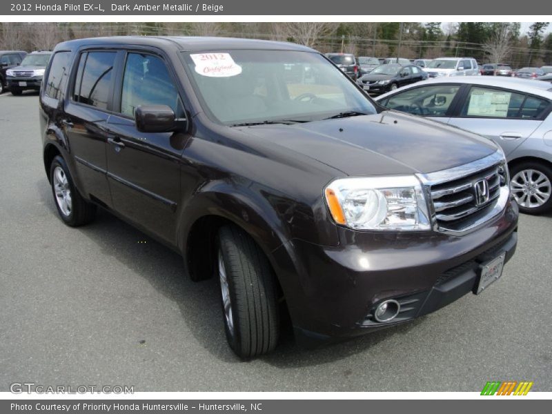 Dark Amber Metallic / Beige 2012 Honda Pilot EX-L