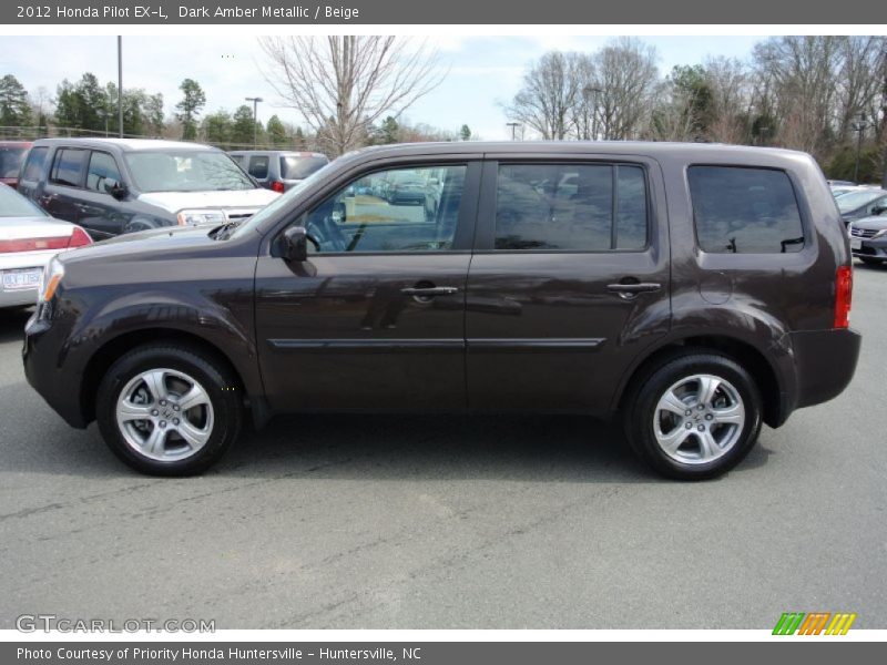Dark Amber Metallic / Beige 2012 Honda Pilot EX-L