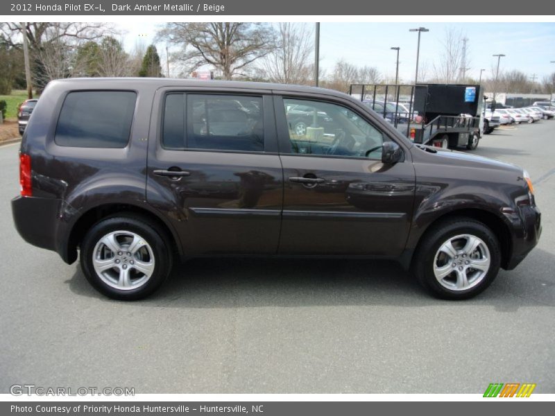 Dark Amber Metallic / Beige 2012 Honda Pilot EX-L