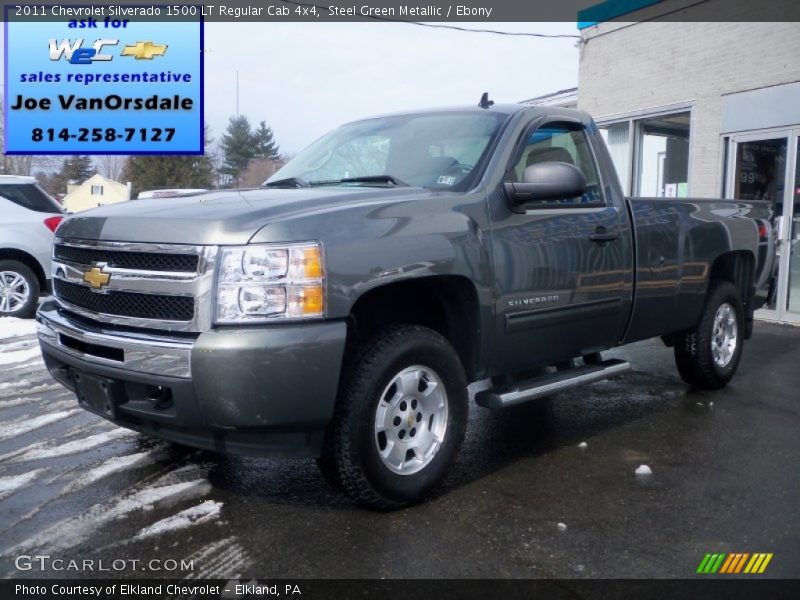 Steel Green Metallic / Ebony 2011 Chevrolet Silverado 1500 LT Regular Cab 4x4
