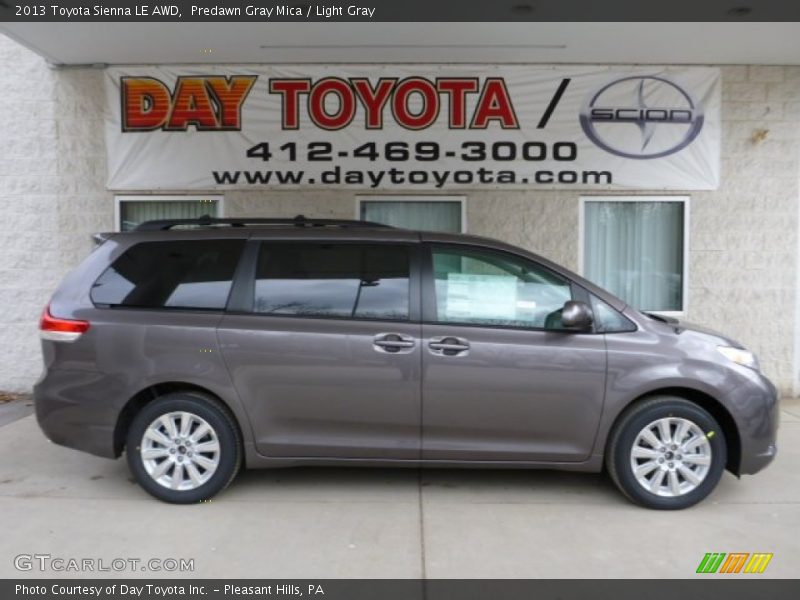 Predawn Gray Mica / Light Gray 2013 Toyota Sienna LE AWD