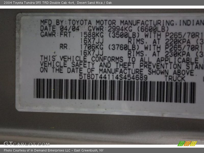 Desert Sand Mica / Oak 2004 Toyota Tundra SR5 TRD Double Cab 4x4