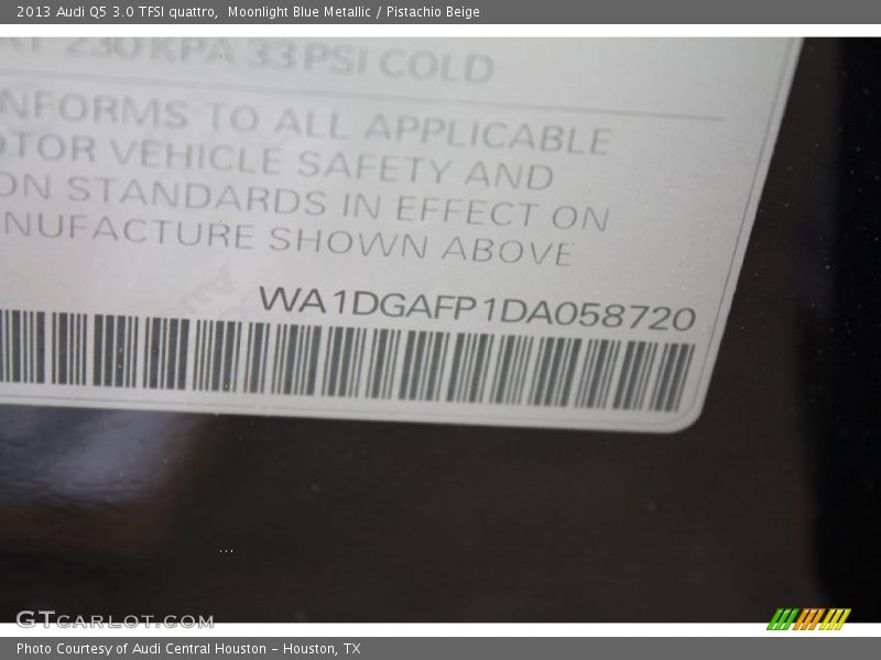 Moonlight Blue Metallic / Pistachio Beige 2013 Audi Q5 3.0 TFSI quattro