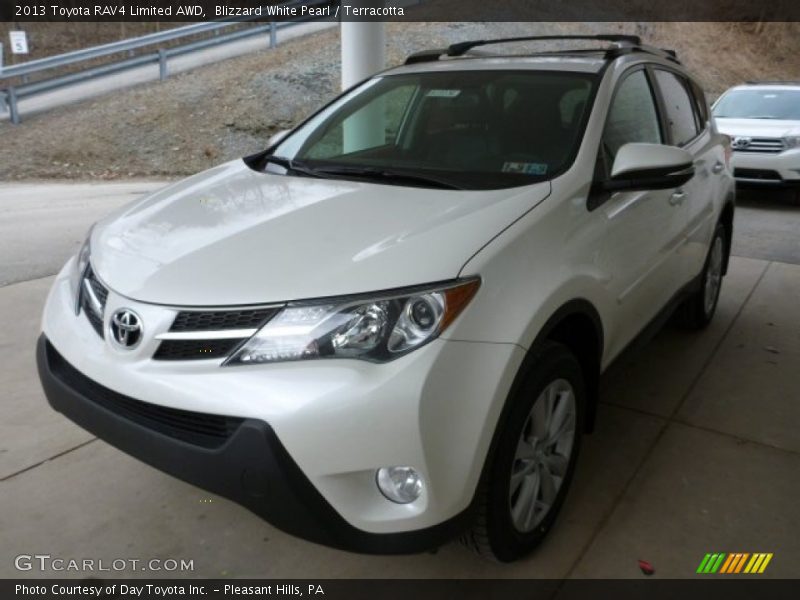 Blizzard White Pearl / Terracotta 2013 Toyota RAV4 Limited AWD