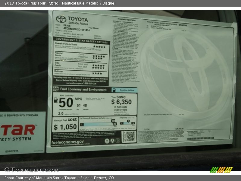 Nautical Blue Metallic / Bisque 2013 Toyota Prius Four Hybrid
